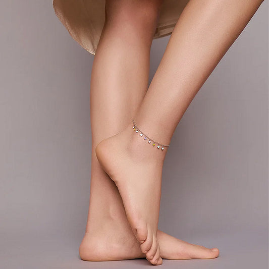 Lola™ | Bracelet de Cheville Cœurs Colorés