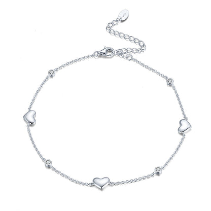 Chloé™ | Bracelet de Cheville Cœurs & Zircon