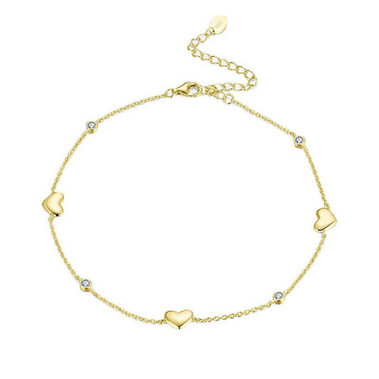 Chloé™ | Bracelet de Cheville Cœurs & Zircon