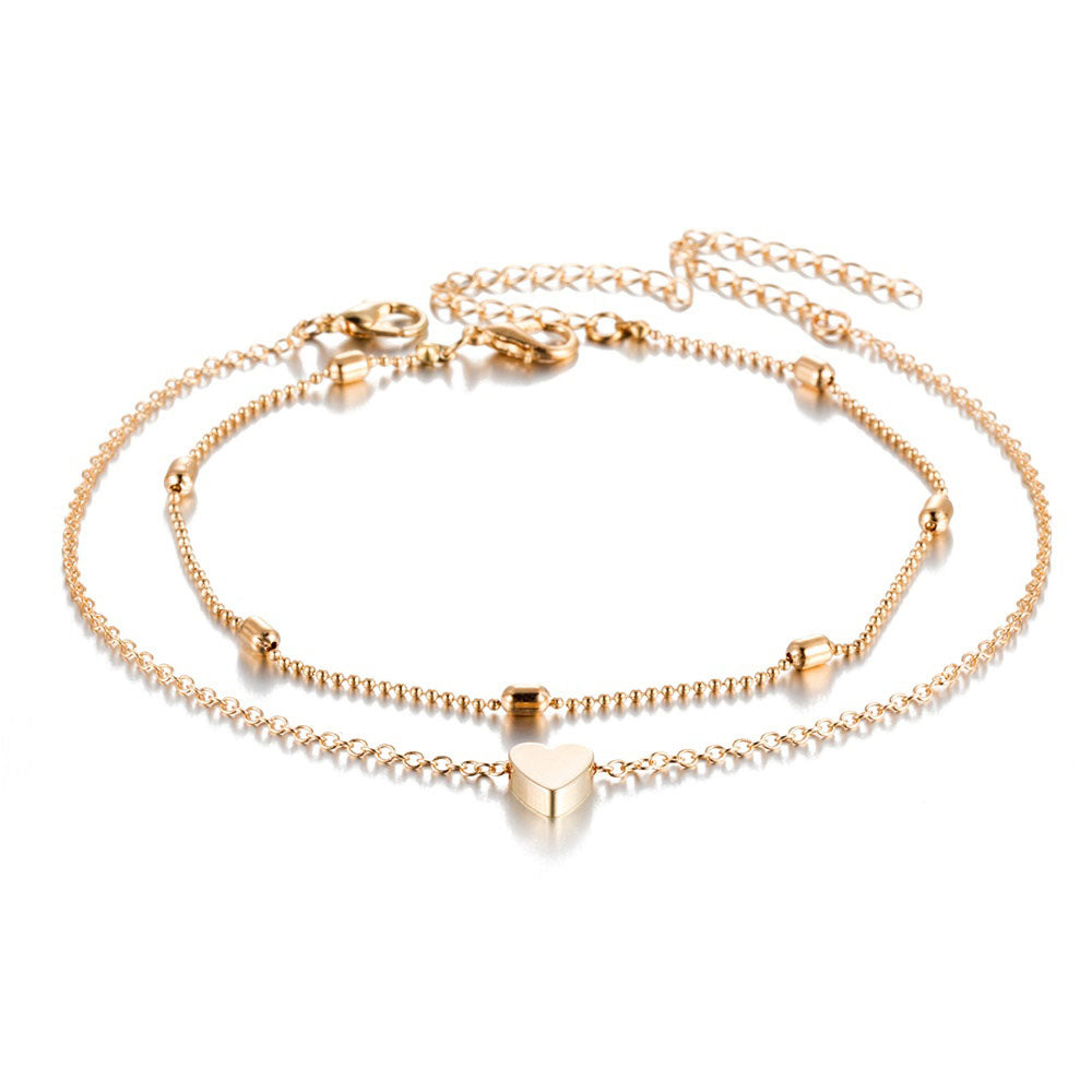 Clara™ | Bracelet de Cheville Cœur Fin